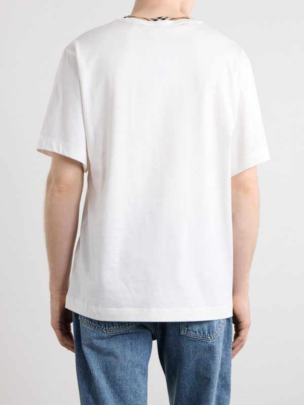 Logo-Embroidered Checked Cotton-Jersey T-Shirt - BK Logo-Embroidered Checked Cotton-Jersey T-Shirt - BK