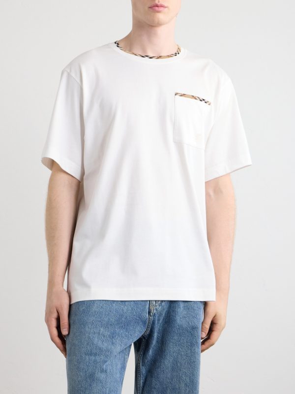 Logo-Embroidered Checked Cotton-Jersey T-Shirt - FR Logo-Embroidered Checked Cotton-Jersey T-Shirt - FR