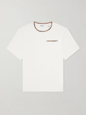 Logo-Embroidered Checked Cotton-Jersey T-Shirt Logo-Embroidered Checked Cotton-Jersey T-Shirt