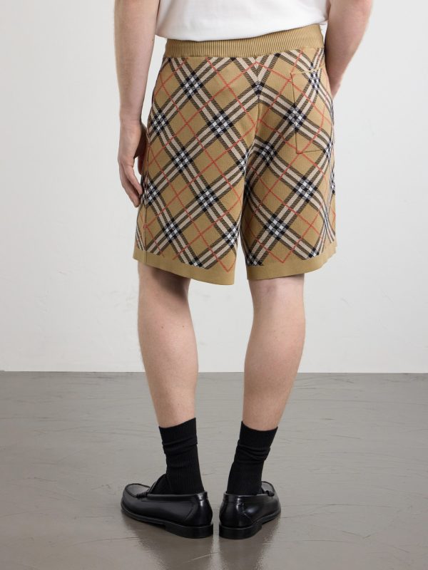 Straight-Leg Knitted Checked Cotton-Blend Shorts - BK Straight-Leg Knitted Checked Cotton-Blend Shorts - BK