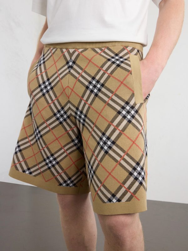 Straight-Leg Knitted Checked Cotton-Blend Shorts - CU Straight-Leg Knitted Checked Cotton-Blend Shorts - CU