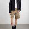 Straight-Leg Knitted Checked Cotton-Blend Shorts - OU Straight-Leg Knitted Checked Cotton-Blend Shorts - OU