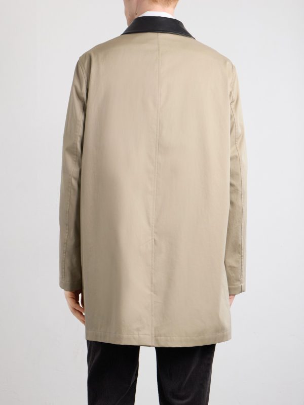 Leather-Trimmed Cotton-Gabardine Trench Coat - BK Leather-Trimmed Cotton-Gabardine Trench Coat - BK