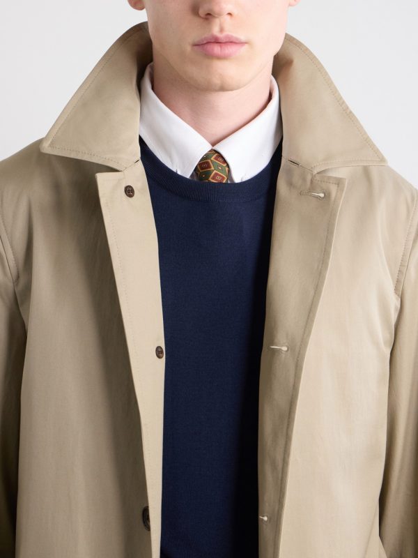 Leather-Trimmed Cotton-Gabardine Trench Coat - E2 Leather-Trimmed Cotton-Gabardine Trench Coat - E2