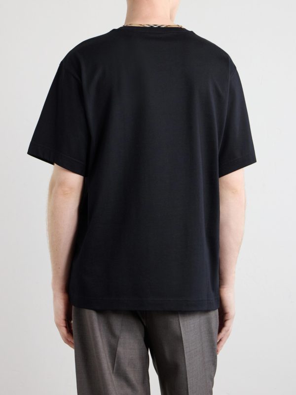 Logo-Embroidered Checked Cotton-Jersey T-Shirt - BK