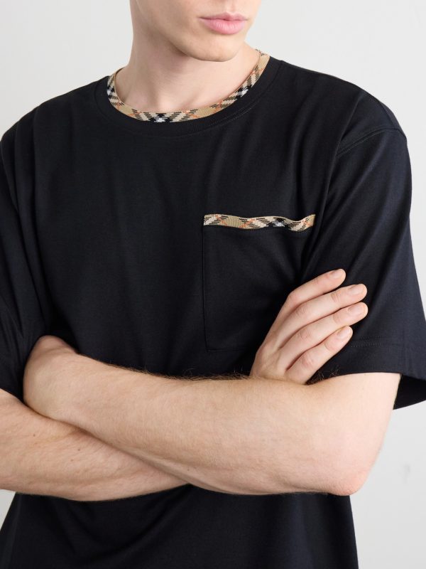 Logo-Embroidered Checked Cotton-Jersey T-Shirt - CU