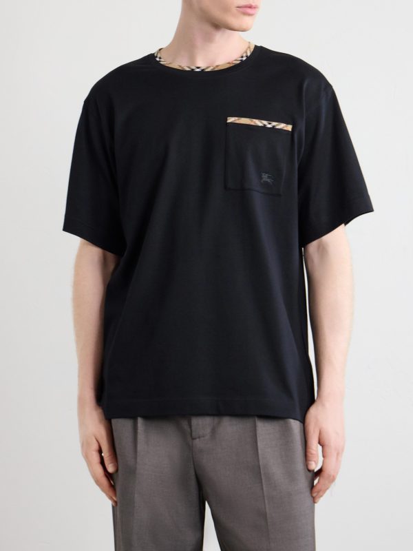 Logo-Embroidered Checked Cotton-Jersey T-Shirt - FR