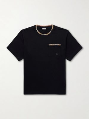 Logo-Embroidered Checked Cotton-Jersey T-Shirt Logo-Embroidered Checked Cotton-Jersey T-Shirt