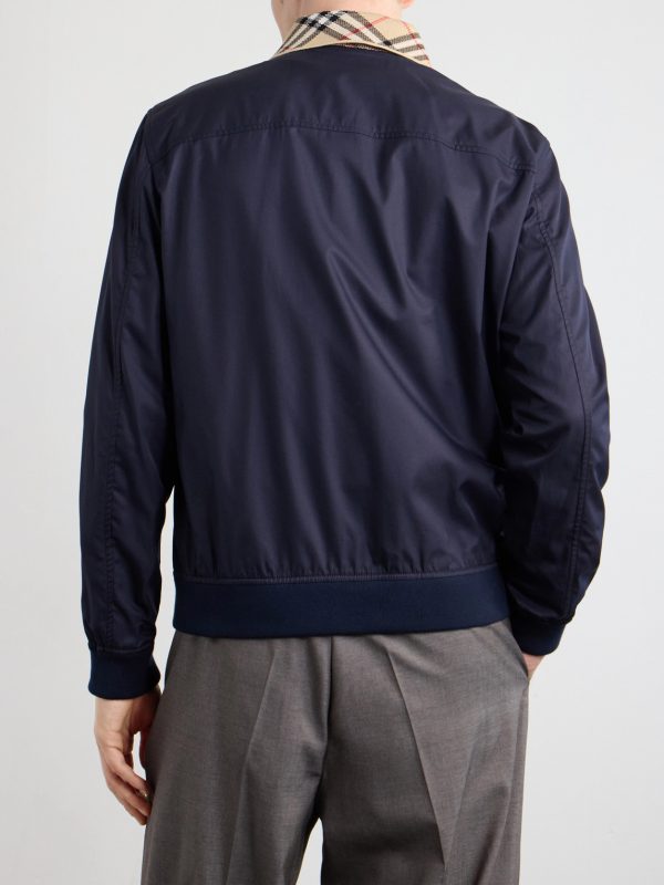 Logo-Embroidered Checked Cotton-Gabardine Blouson Jacket - BK Logo-Embroidered Checked Cotton-Gabardine Blouson Jacket - BK