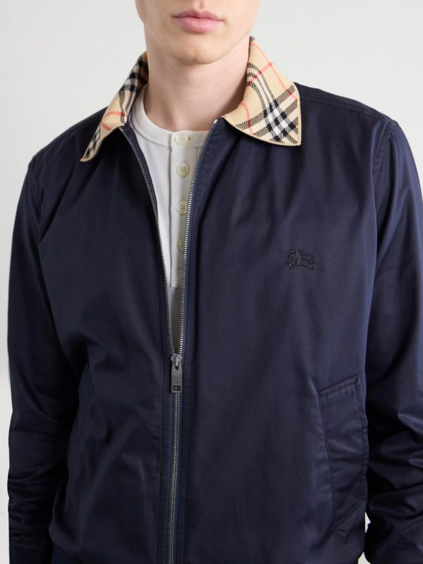 Logo-Embroidered Checked Cotton-Gabardine Blouson Jacket - CU Logo-Embroidered Checked Cotton-Gabardine Blouson Jacket - CU