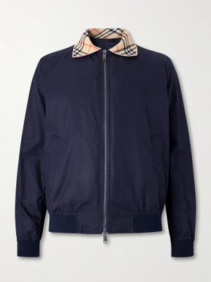 Logo-Embroidered Checked Cotton-Gabardine Blouson Jacket Logo-Embroidered Checked Cotton-Gabardine Blouson Jacket