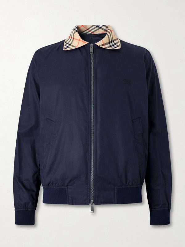 Logo-Embroidered Checked Cotton-Gabardine Blouson Jacket Logo-Embroidered Checked Cotton-Gabardine Blouson Jacket