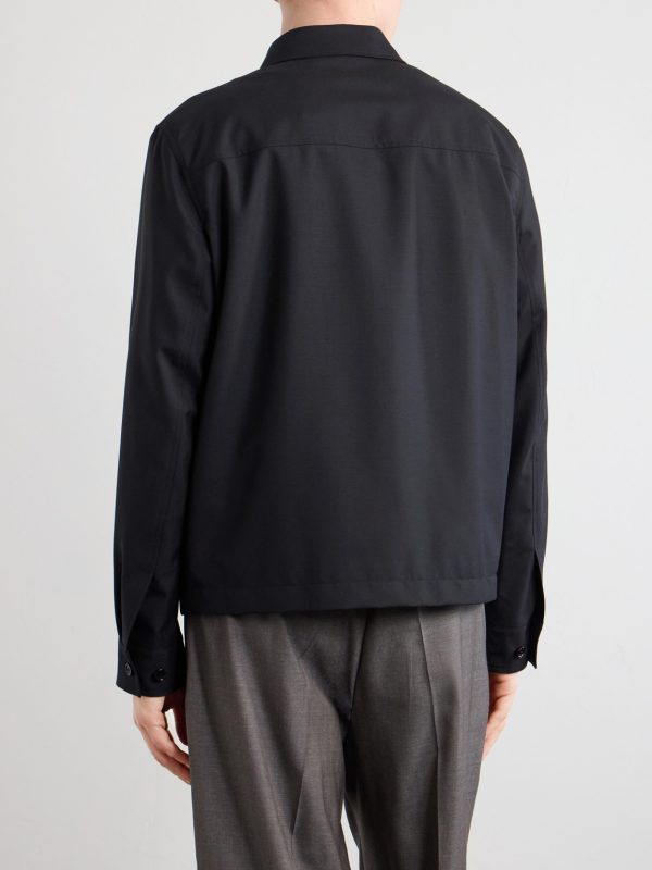 Logo-Embroidered Wool Zip-Up Blouson Jacket - BK