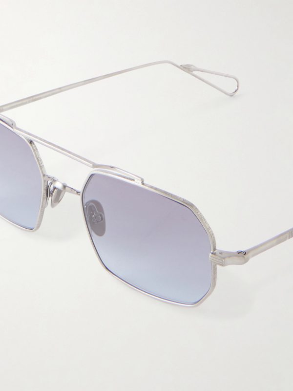 Clovis Aviator-Style Silver-Tone Sunglasses - CU
