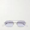 Clovis Aviator-Style Silver-Tone Sunglasses