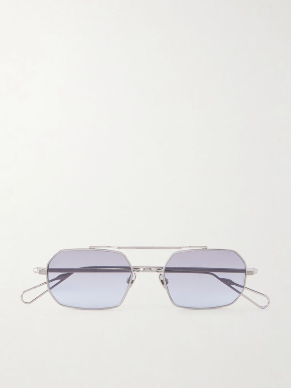 Clovis Aviator-Style Silver-Tone Sunglasses