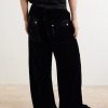 Bela Wide-Leg Drawstring Velour Trousers - BK Bela Wide-Leg Drawstring Velour Trousers - BK