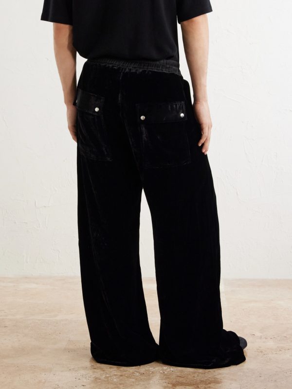 Bela Wide-Leg Drawstring Velour Trousers - BK Bela Wide-Leg Drawstring Velour Trousers - BK
