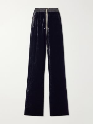 Bela Wide-Leg Drawstring Velour Trousers