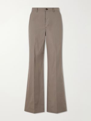 Wide-Leg Cotton-Blend Canvas Trousers