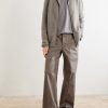 Wide-Leg Cotton-Blend Canvas Trousers - OU Wide-Leg Cotton-Blend Canvas Trousers - OU