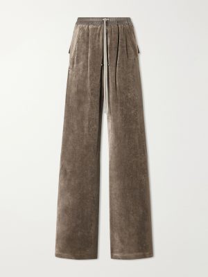 Bela Wide-Leg Drawstring Velour Trousers