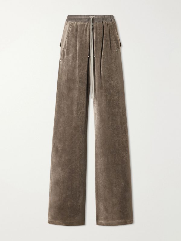 Bela Wide-Leg Drawstring Velour Trousers Bela Wide-Leg Drawstring Velour Trousers