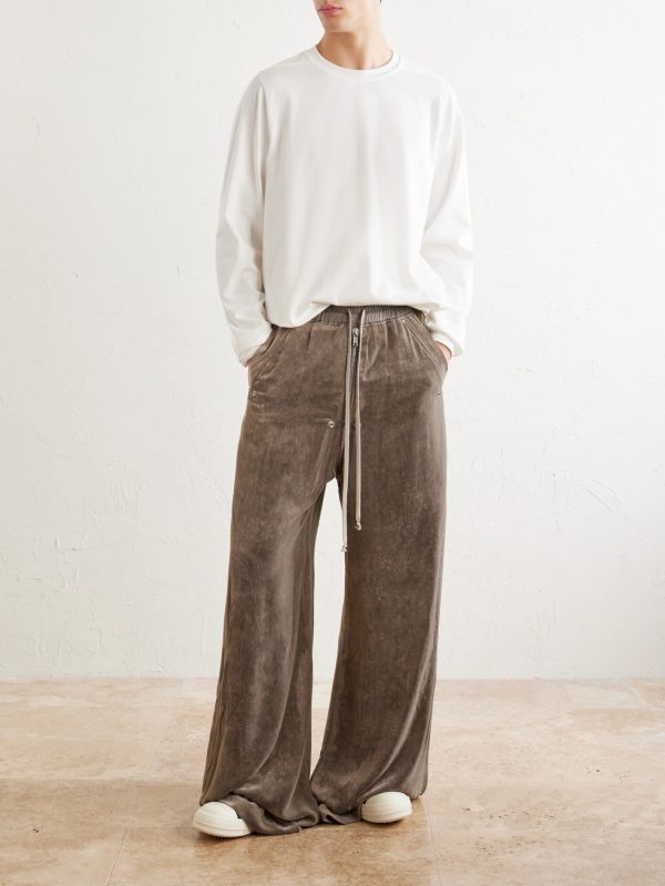 Bela Wide-Leg Drawstring Velour Trousers - OU Bela Wide-Leg Drawstring Velour Trousers - OU