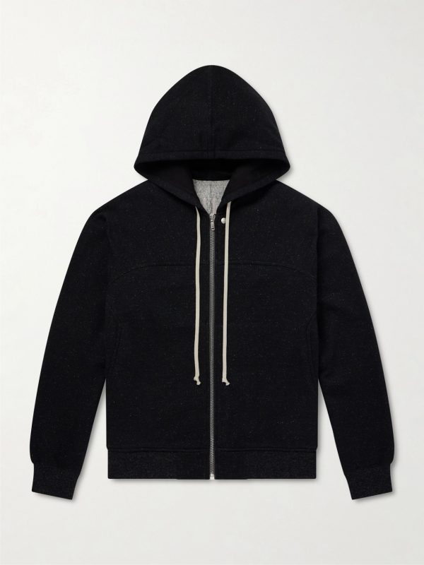 Washed Wool and Cotton-Blend Zip-Up Hoodie