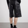 Straight-Leg Full-Grain Leather Shorts - BK