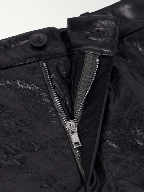 Straight-Leg Full-Grain Leather Shorts - E1