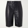 Straight-Leg Full-Grain Leather Shorts