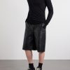 Straight-Leg Full-Grain Leather Shorts - OU