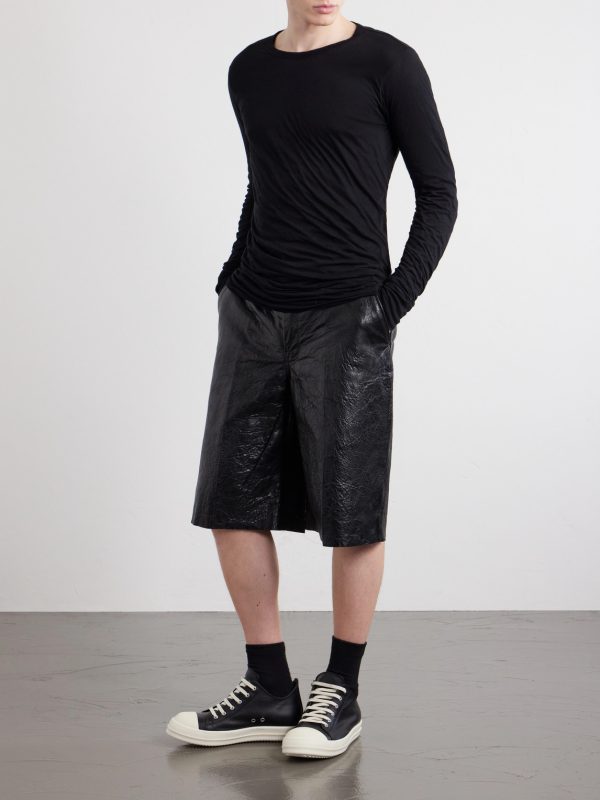Straight-Leg Full-Grain Leather Shorts - OU