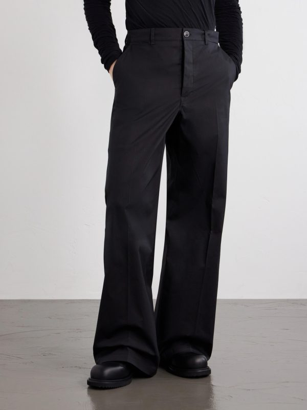 Wide-Leg Cotton-Blend Canvas Trousers - FR Wide-Leg Cotton-Blend Canvas Trousers - FR