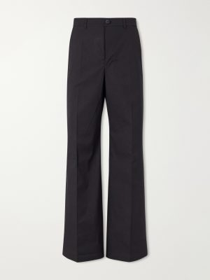 Wide-Leg Cotton-Blend Canvas Trousers