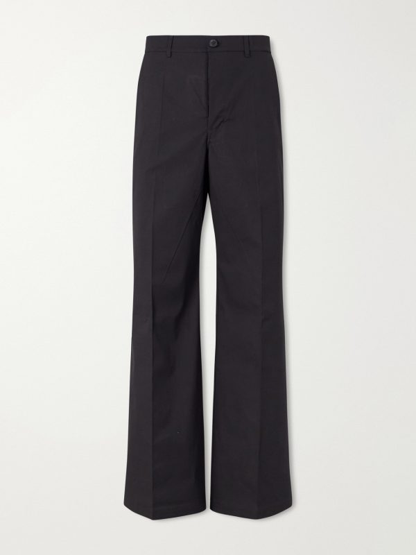 Wide-Leg Cotton-Blend Canvas Trousers Wide-Leg Cotton-Blend Canvas Trousers