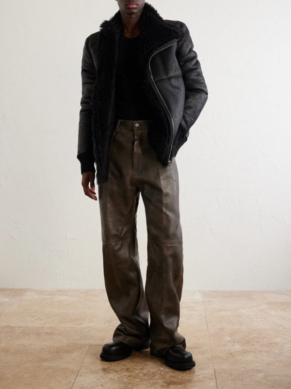 Geth Wide-Leg Leather Trousers - OU Geth Wide-Leg Leather Trousers - OU