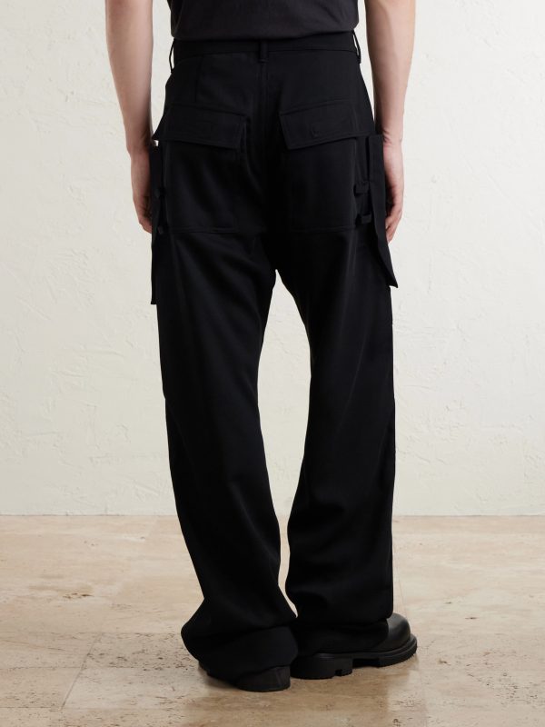 Stefan Flared Grain De Poudre Wool Cargo Trousers - BK Stefan Flared Grain De Poudre Wool Cargo Trousers - BK