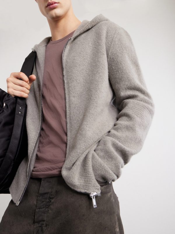 Cashmere-Blend Felt Zip-Up Hoodie - CU Cashmere-Blend Felt Zip-Up Hoodie - CU