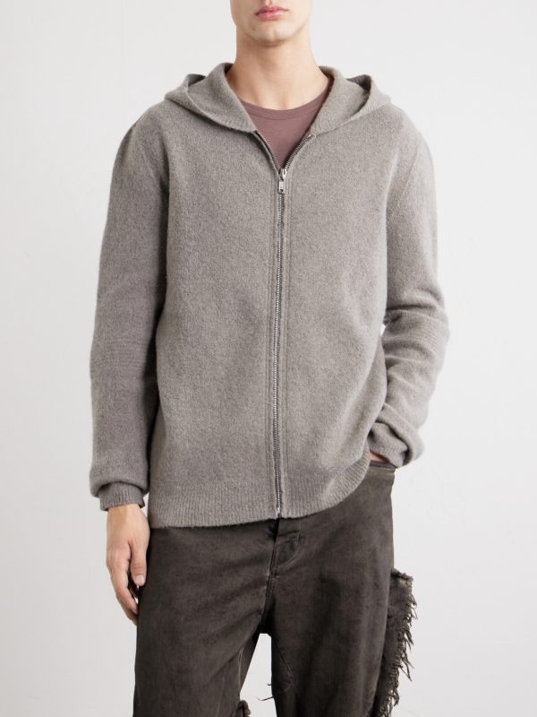 Cashmere-Blend Felt Zip-Up Hoodie - FR Cashmere-Blend Felt Zip-Up Hoodie - FR