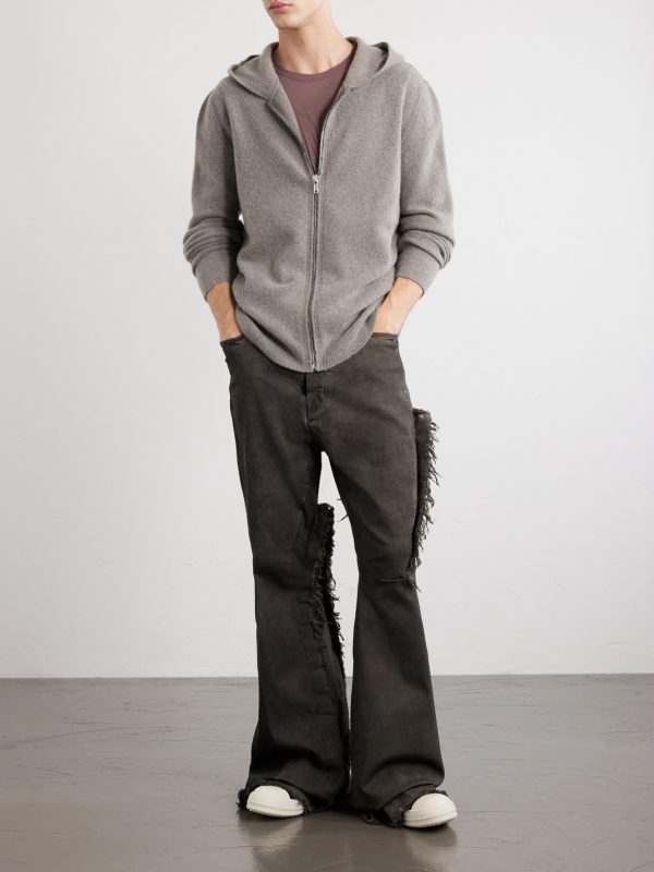 Cashmere-Blend Felt Zip-Up Hoodie - OU Cashmere-Blend Felt Zip-Up Hoodie - OU