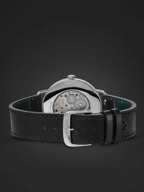 Metro 38 Date Hand-Wound 38.5mm Stainless Steel and Leather Watch, Ref.No. 1102 - E2 Metro 38 Date Hand-Wound 38.5mm Stainless Steel and Leather Watch, Ref.No. 1102 - E2