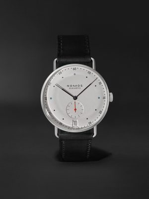 Metro 38 Date Hand-Wound 38.5mm Stainless Steel and Leather Watch, Ref.No. 1102