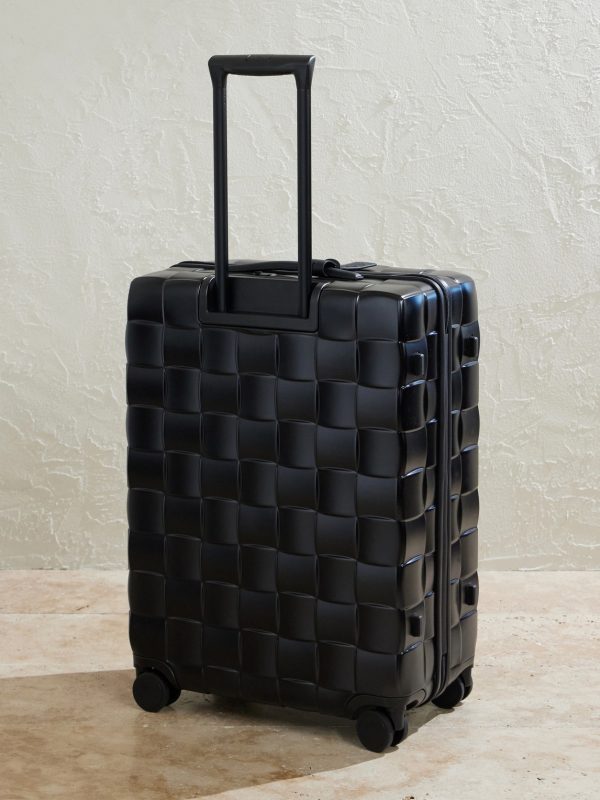 Odyssey Leather-Trimmed Intrecciato Polycarbonate Suitcase - BK