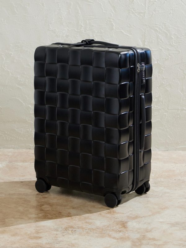 Odyssey Leather-Trimmed Intrecciato Polycarbonate Suitcase