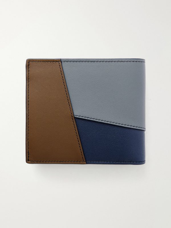 Puzzle Edge Colour-Block Full-Grain Leather Bifold Wallet - BK Puzzle Edge Colour-Block Full-Grain Leather Bifold Wallet - BK