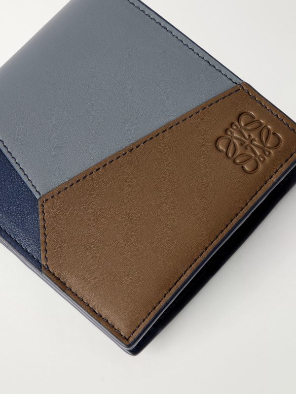 Puzzle Edge Colour-Block Full-Grain Leather Bifold Wallet - CU Puzzle Edge Colour-Block Full-Grain Leather Bifold Wallet - CU