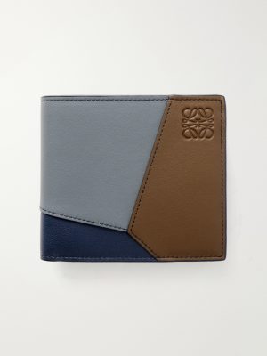 Puzzle Edge Colour-Block Full-Grain Leather Bifold Wallet