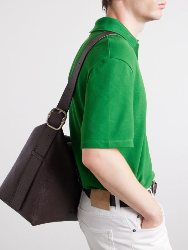 Loop Large Logo-Debossed Leather Shoulder Bag - CU